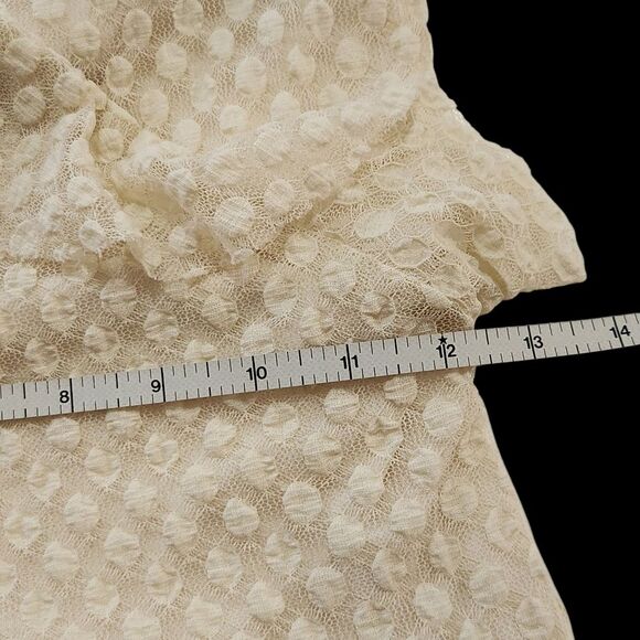 Chelsea & Violet Cream Polka Dot Mesh Asymmetrical Ruffle Midi Dress Small Boho - Picture 10 of 11